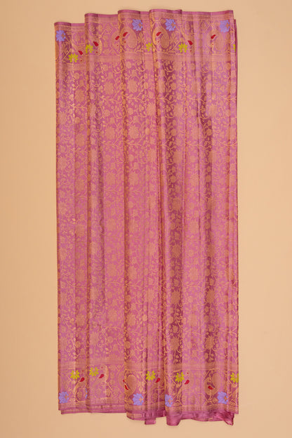 Kanchipuram Silk Brocade Bright Pink Saree