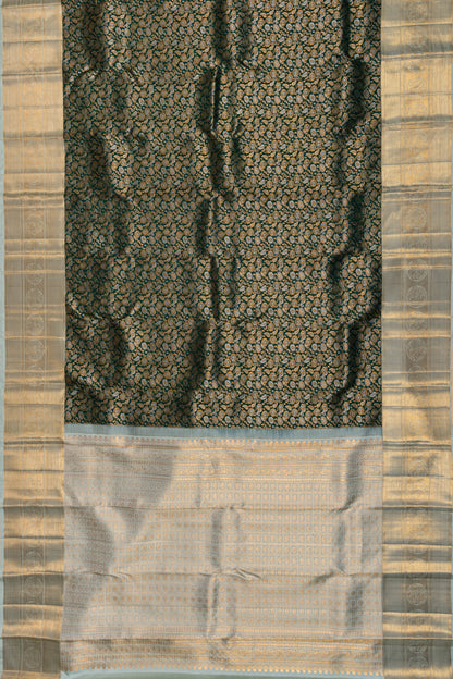 Kanchipuram Silk Brocade Bottle Green Saree