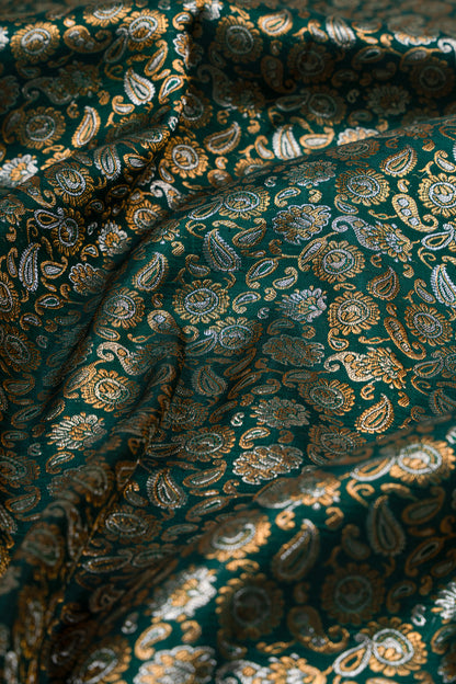 Kanchipuram Silk Brocade Bottle Green Saree