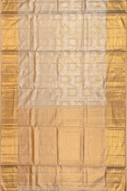 Kanchipuram Silk Tissue Brocade Beige Gold Saree