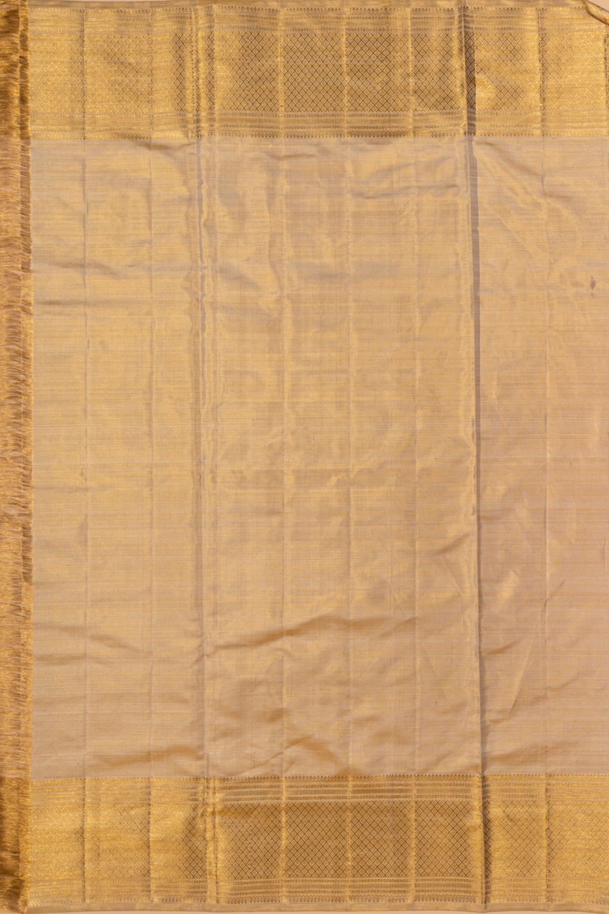 Kanchipuram Silk Tissue Brocade Beige Gold Saree