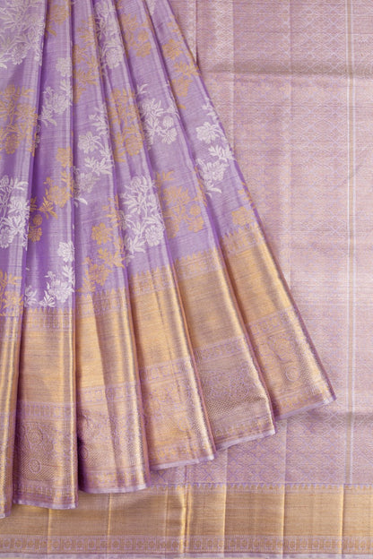 Kanchipuram Silk Tissue Leheriya Lavender Saree