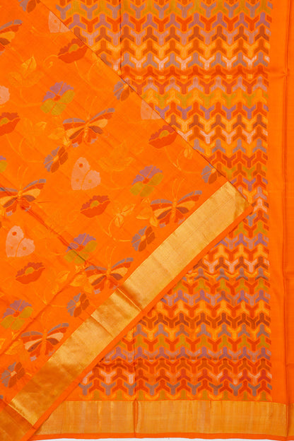 Uppada Silk All Over Jamdani Orange Saree