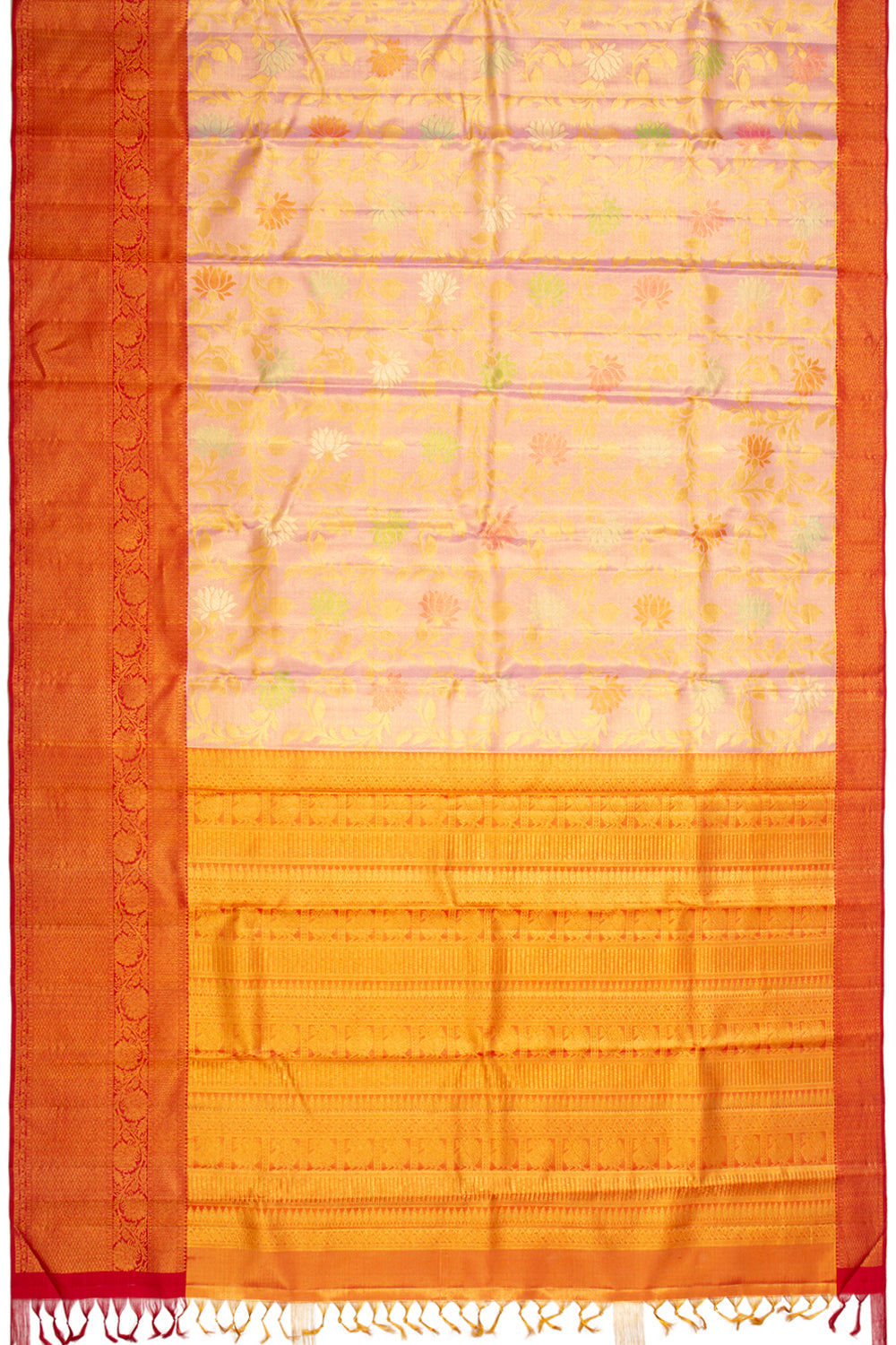 Kanchipuram Silk Tissue Jaal Baby Pink Saree