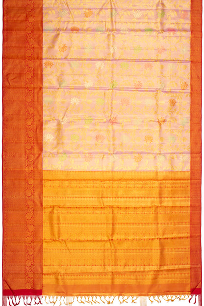 Kanchipuram Silk Tissue Jaal Baby Pink Saree