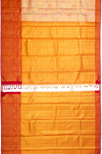Kanchipuram Silk Tissue Jaal Baby Pink Saree