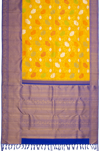 Kanchipuram Silk Jaal Yellow Saree