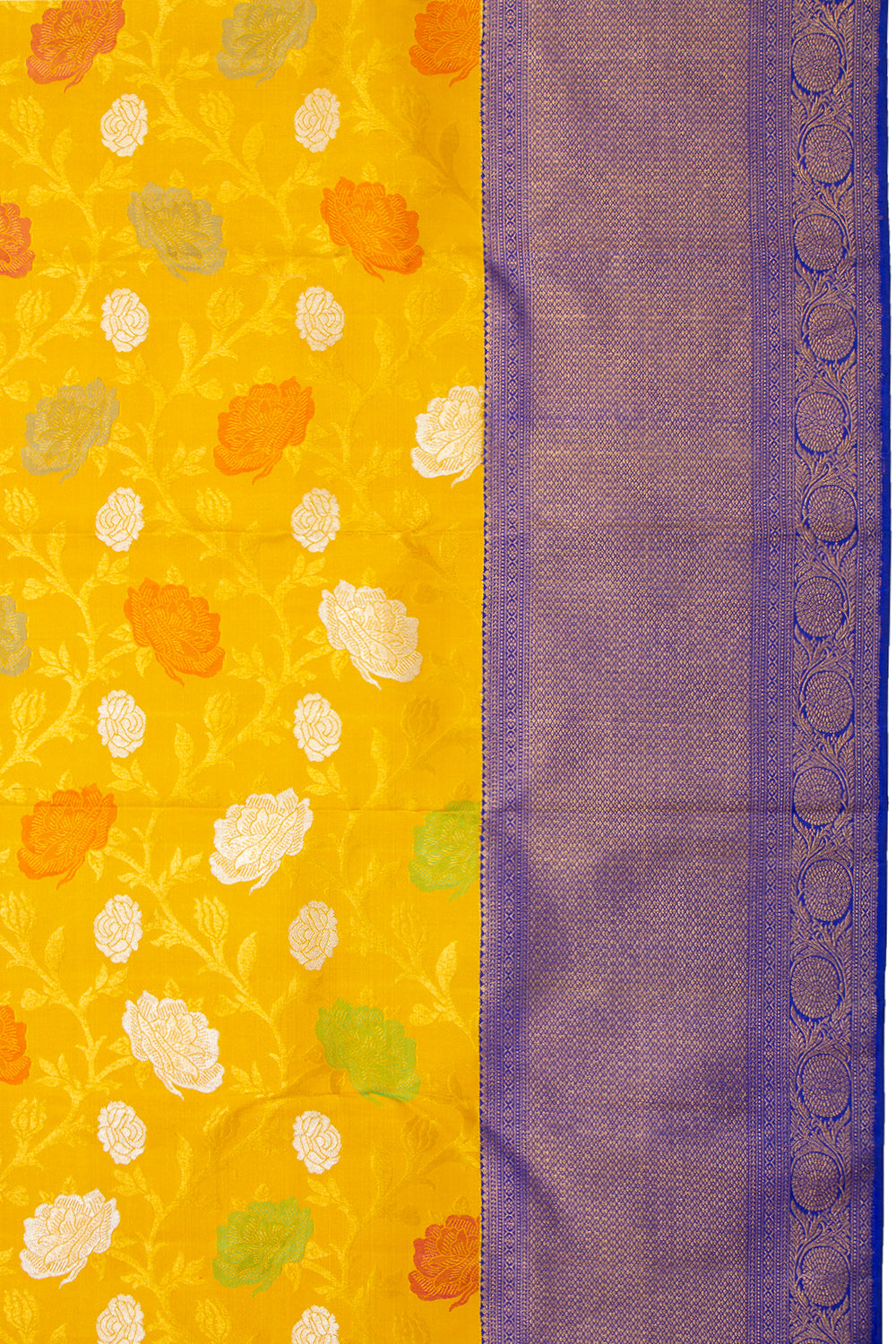 Kanchipuram Silk Jaal Yellow Saree