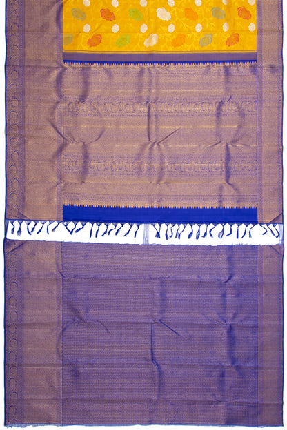 Kanchipuram Silk Jaal Yellow Saree