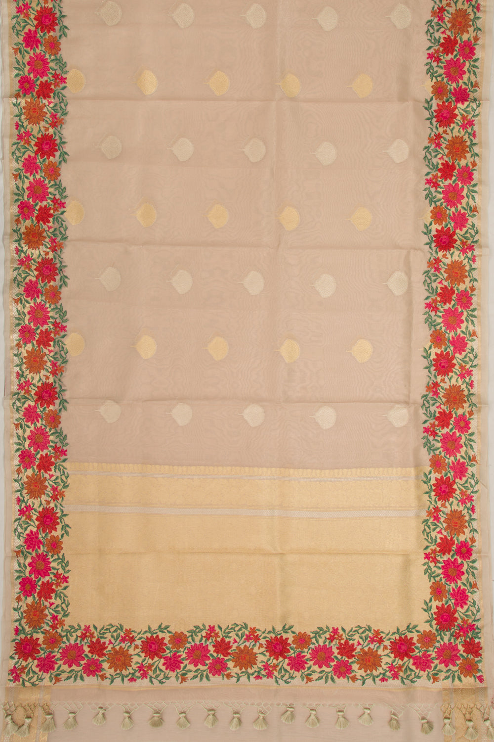 Organza Tissue Butta Peach Saree