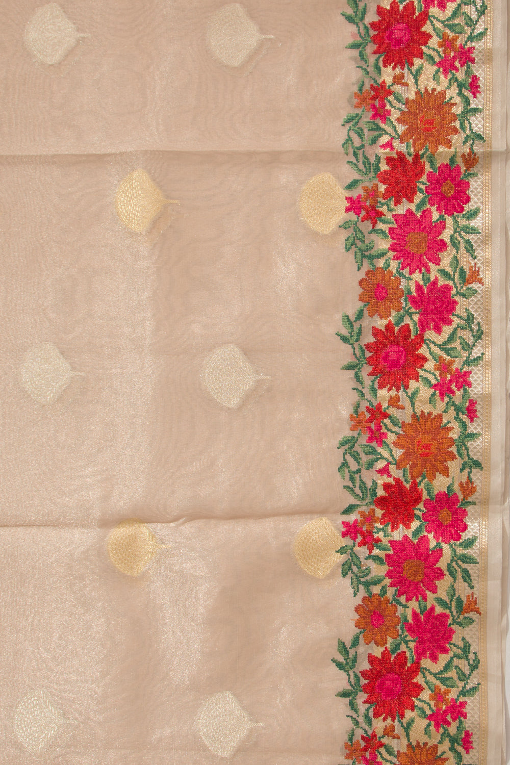 Organza Tissue Butta Peach Saree