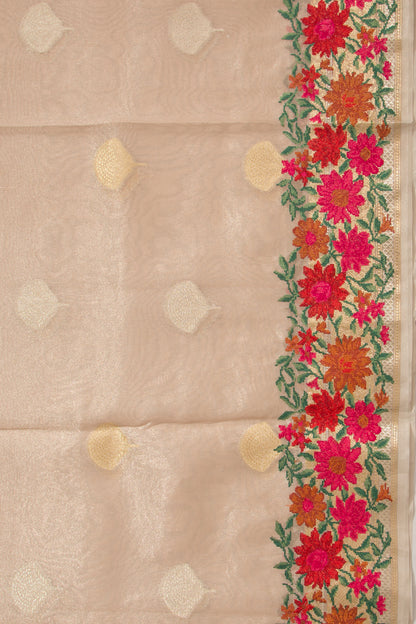 Organza Tissue Butta Peach Saree