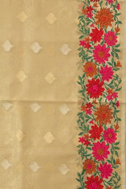 Organza Tissue Butta Cream Saree
