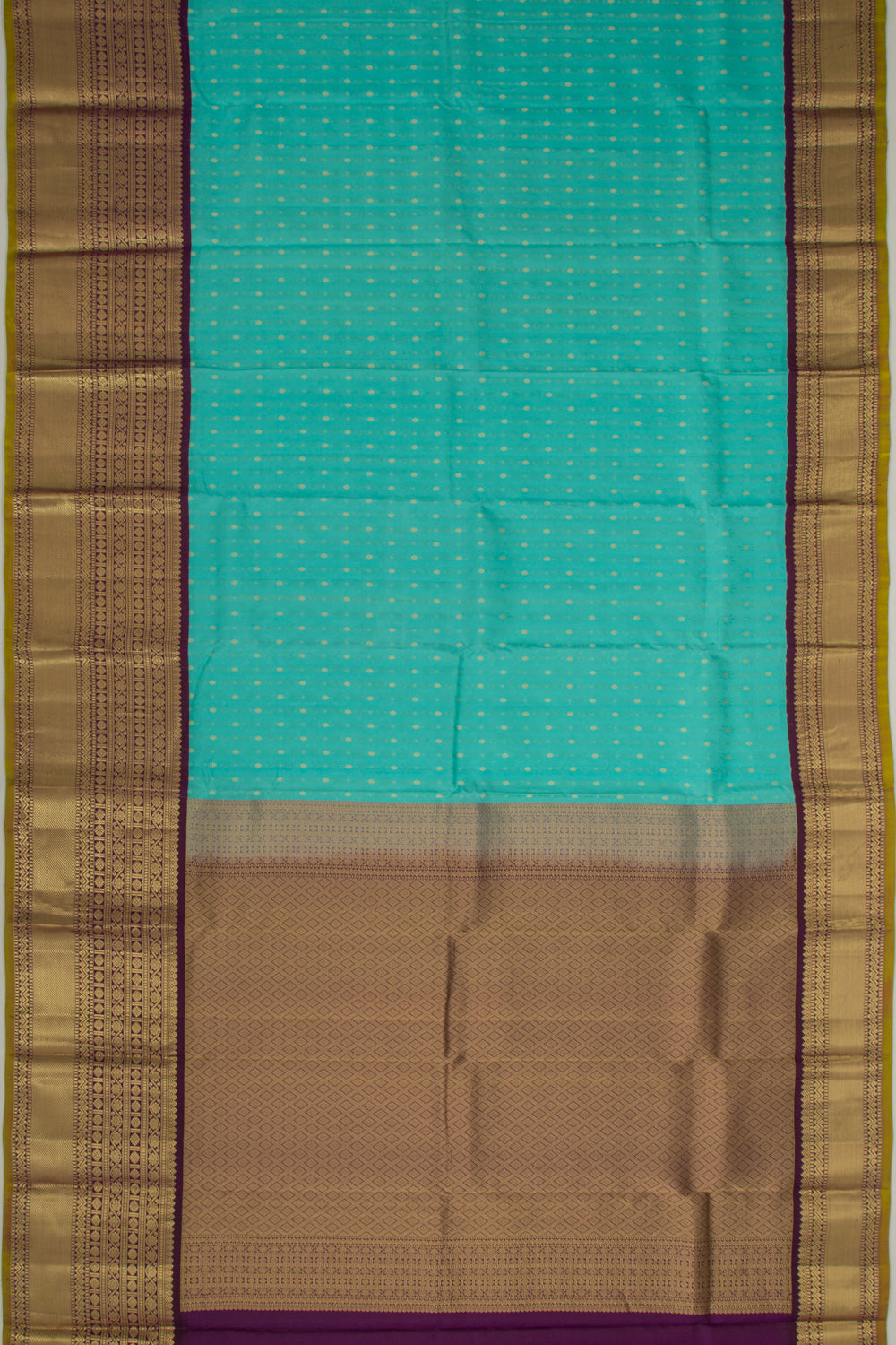 Taranga Kanchi Silk Jacquard And Butta Turquoise Blue Saree