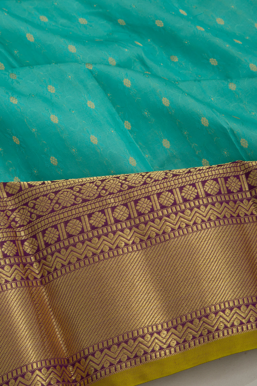 Taranga Kanchi Silk Jacquard And Butta Turquoise Blue Saree