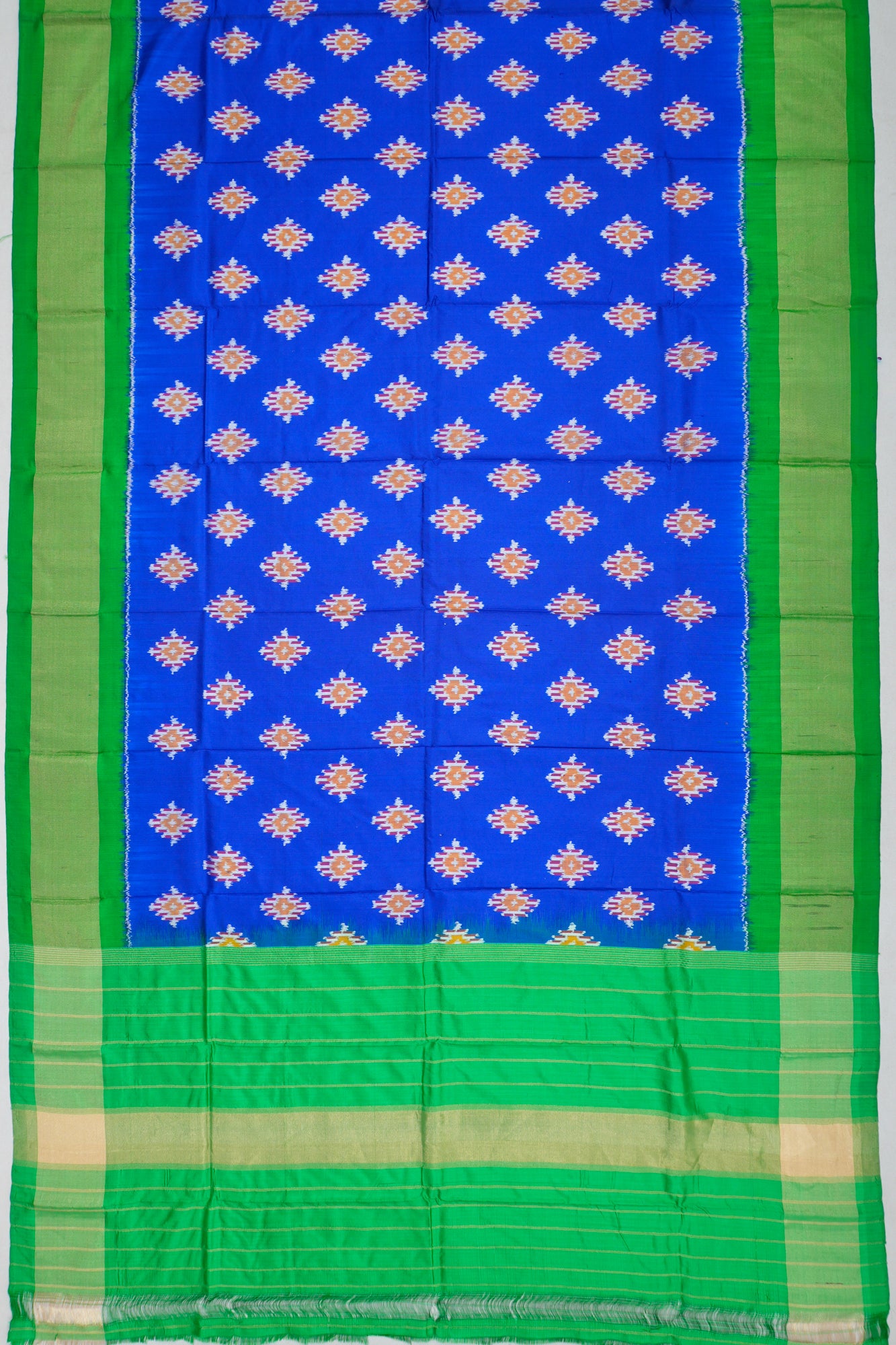 Pochampally Silk Ikat Royal Blue Dupatta