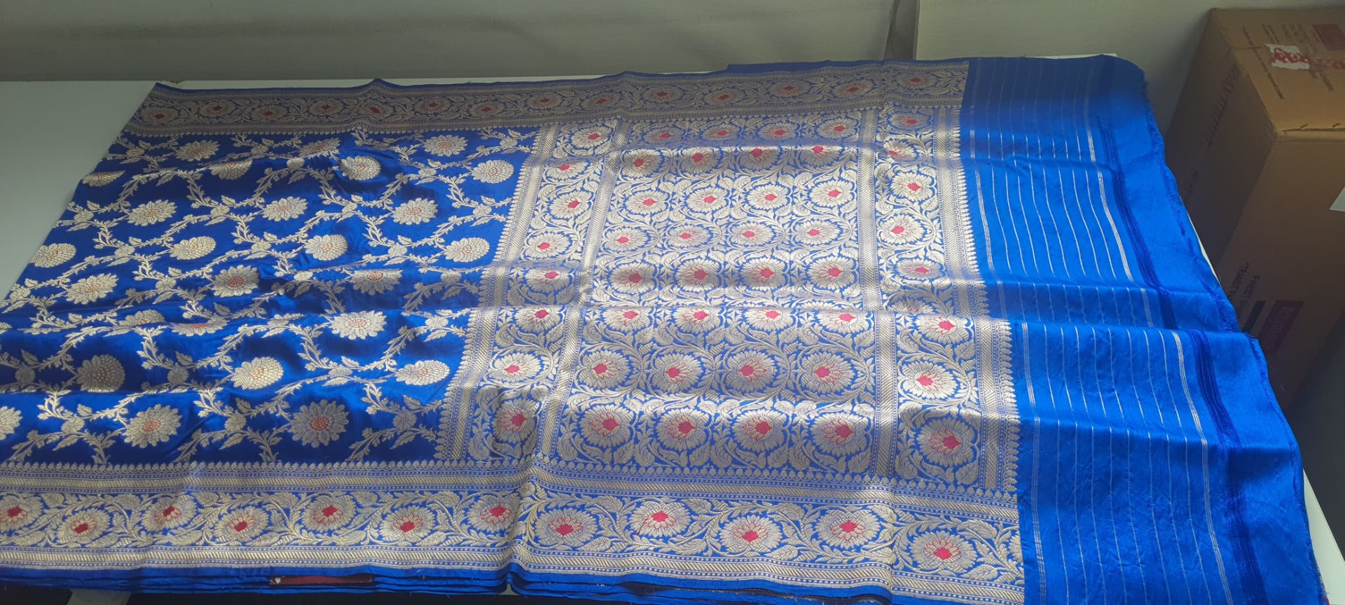 Banarasi Silk Kadwa Jaal Blue Saree