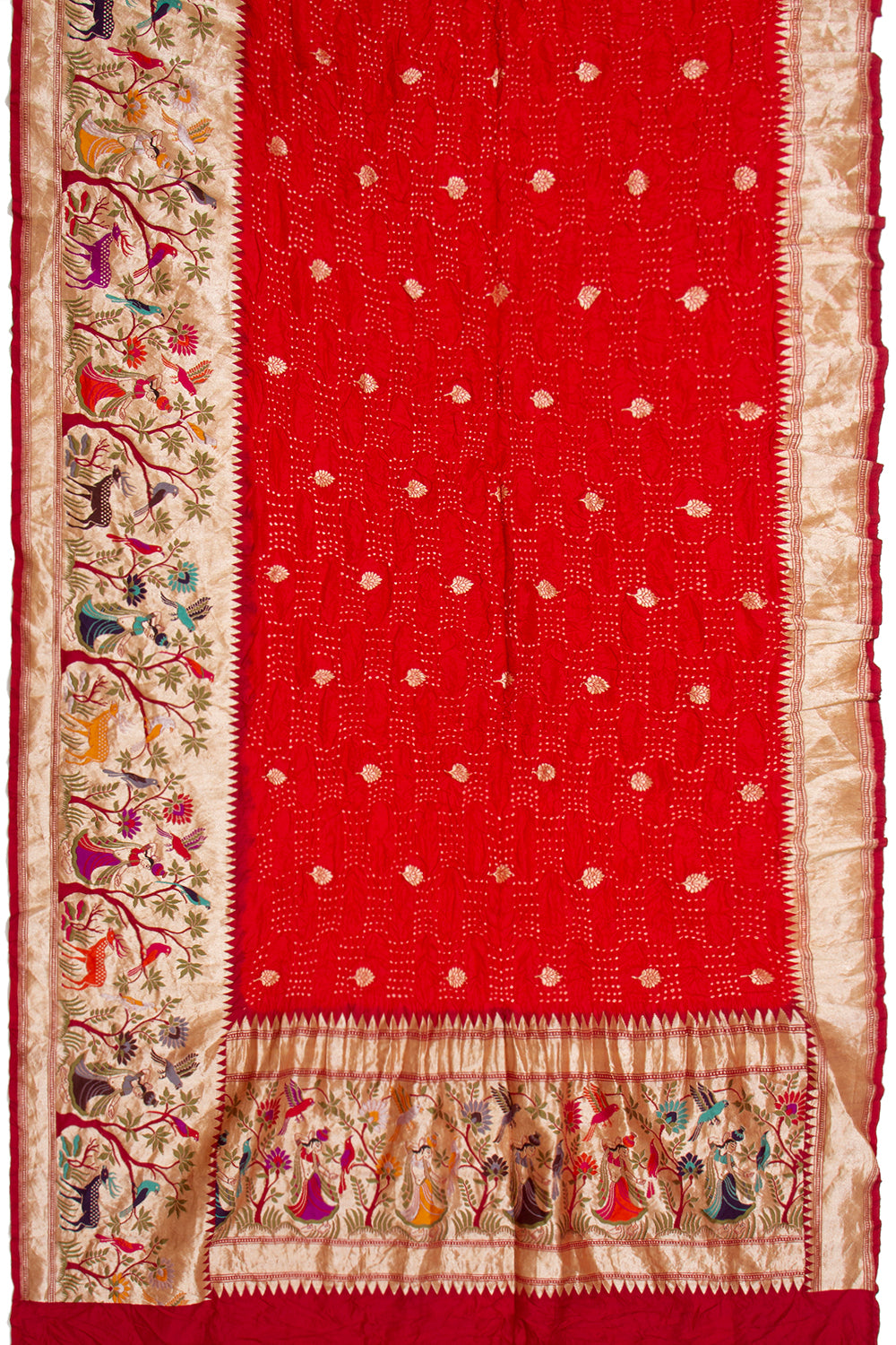 Banarasi Silk Bandhani Butta Red Saree