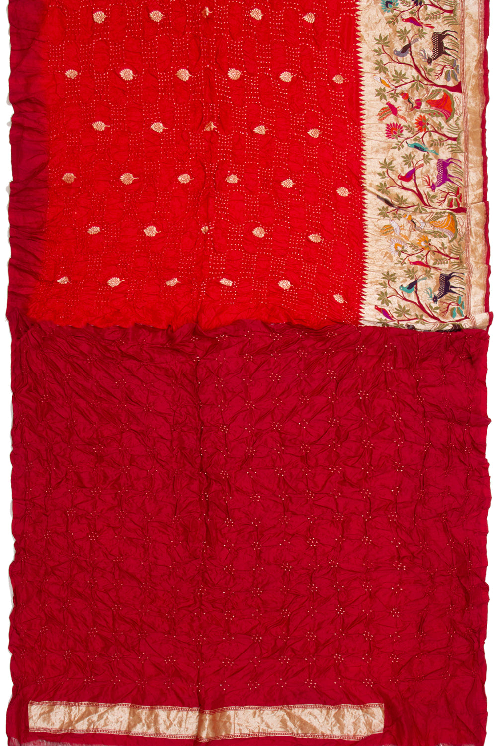 Banarasi Silk Bandhani Butta Red Saree