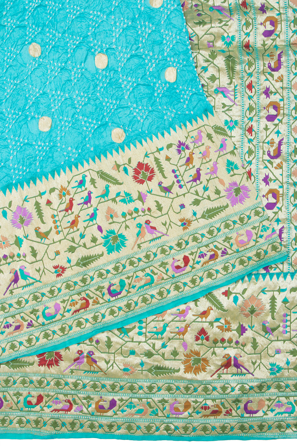 Banarasi Silk Bandhani Butta Sky Blue Saree