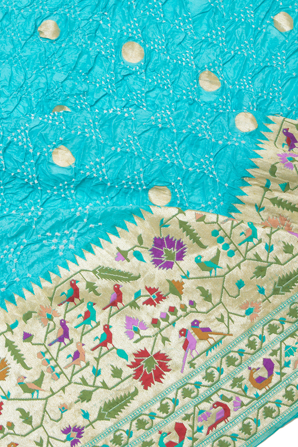 Banarasi Silk Bandhani Butta Sky Blue Saree