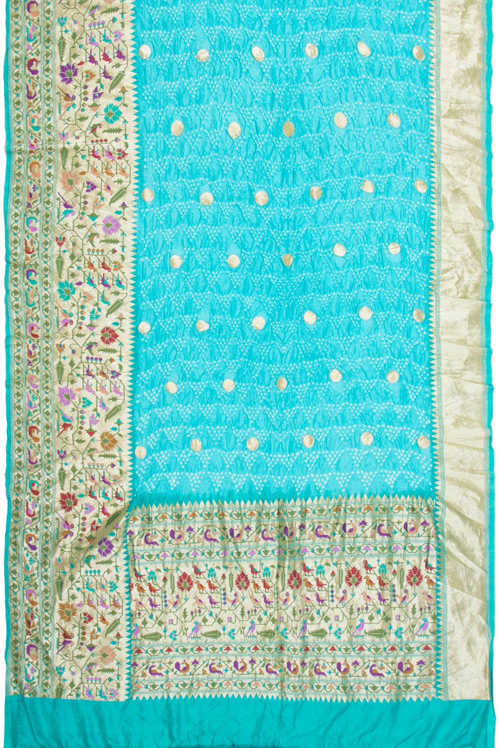 Banarasi Silk Bandhani Butta Sky Blue Saree