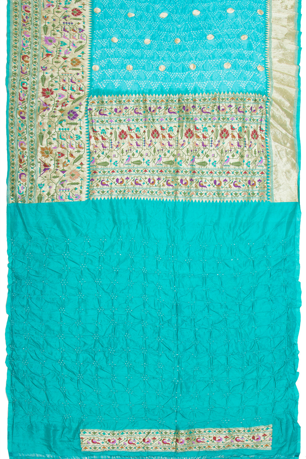 Banarasi Silk Bandhani Butta Sky Blue Saree