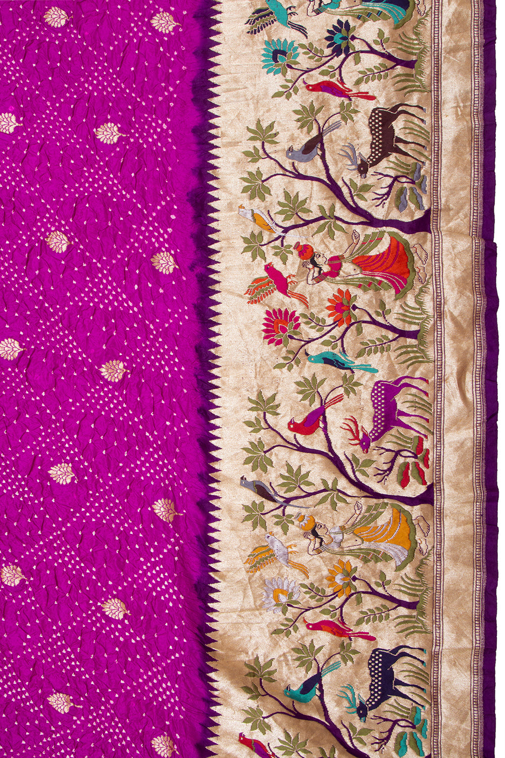 Banarasi Silk Bandhani Butta Violet Saree
