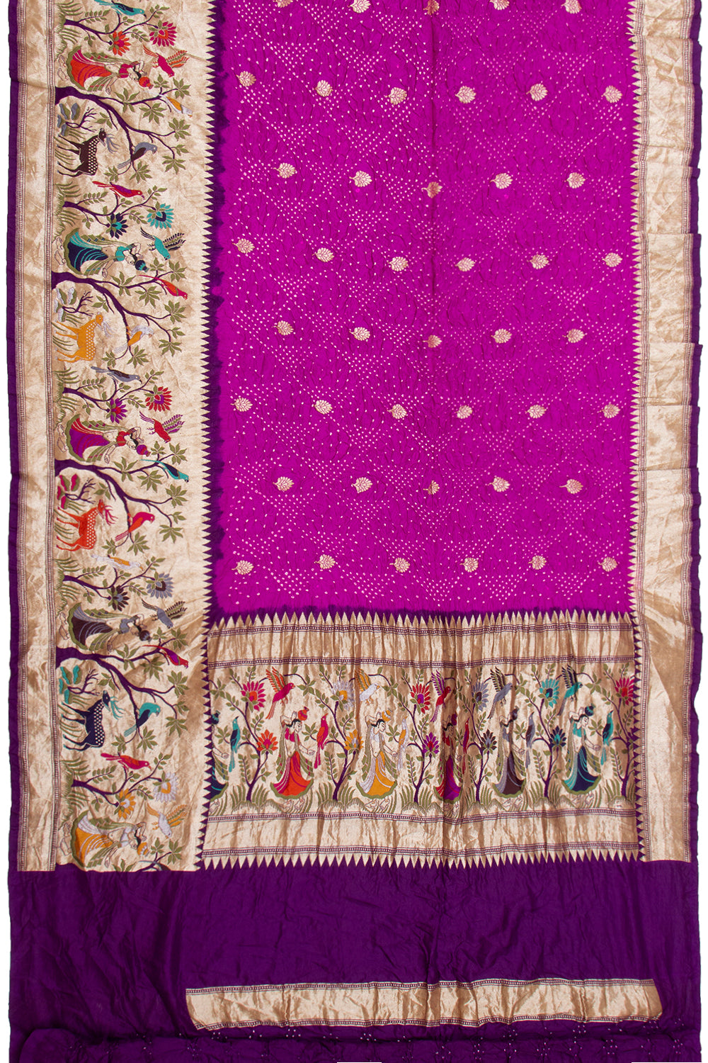 Banarasi Silk Bandhani Butta Violet Saree