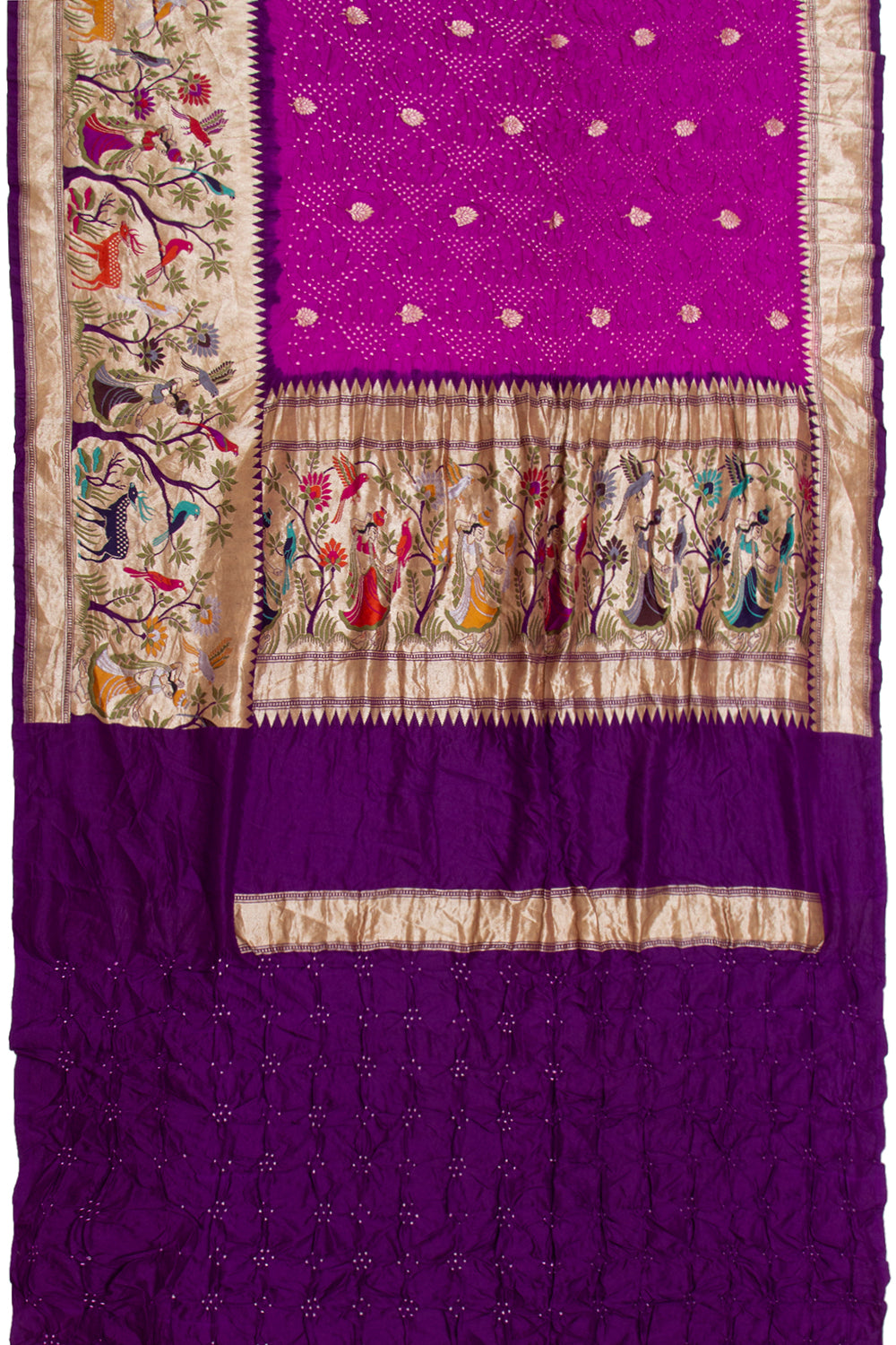 Banarasi Silk Bandhani Butta Violet Saree