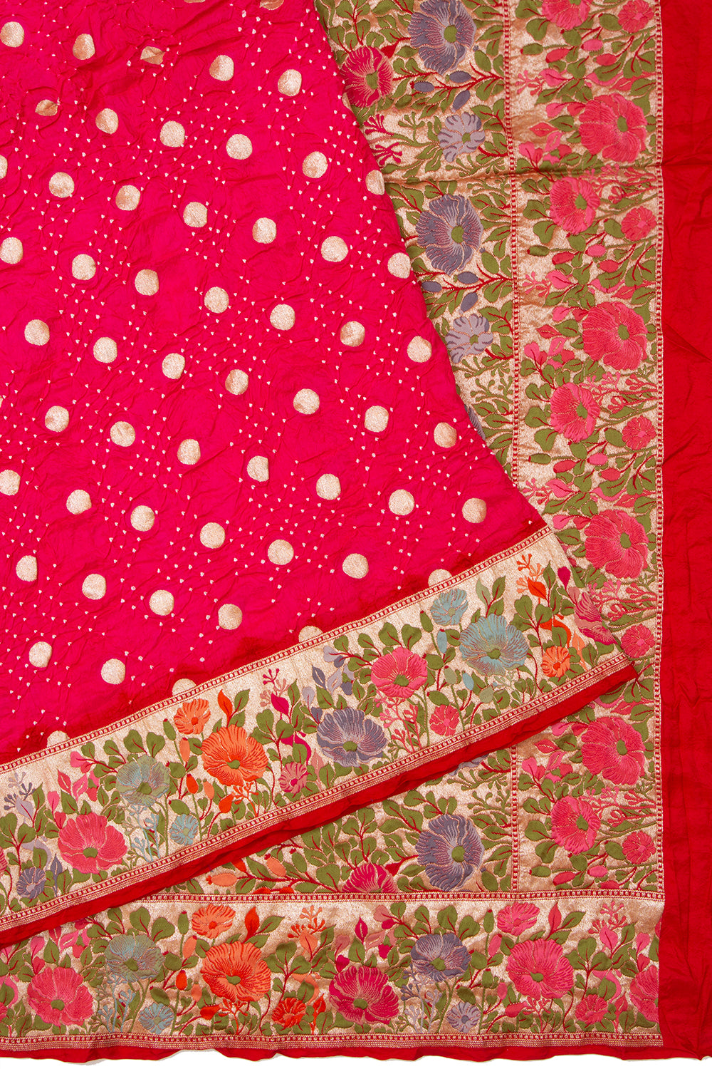 Banarasi Silk Bandhani Butta Pink Saree
