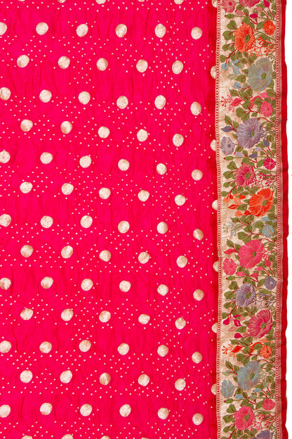 Banarasi Silk Bandhani Butta Pink Saree