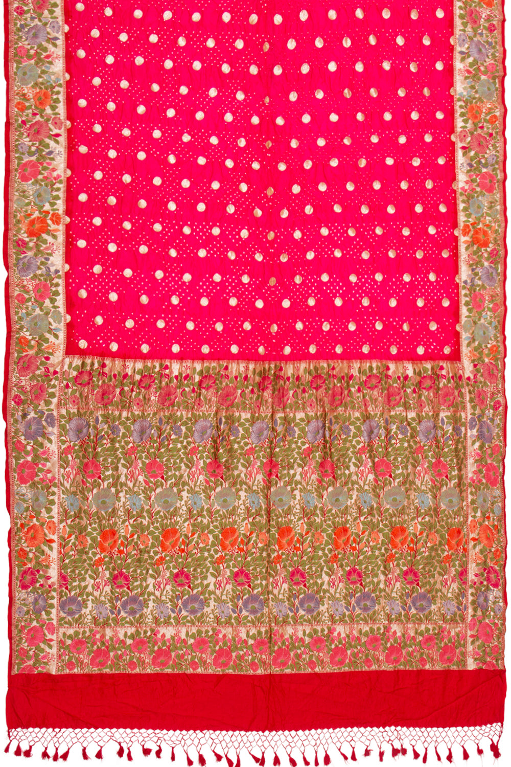 Banarasi Silk Bandhani Butta Pink Saree