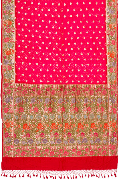 Banarasi Silk Bandhani Butta Pink Saree
