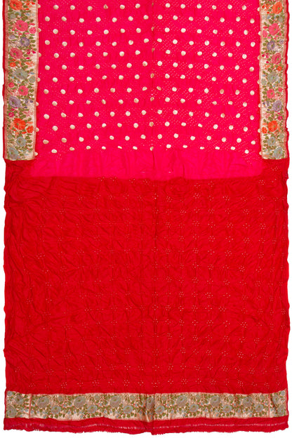 Banarasi Silk Bandhani Butta Pink Saree
