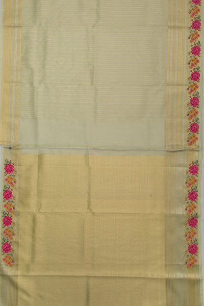 Organza Tissue Vertical Lines Cream Saree
