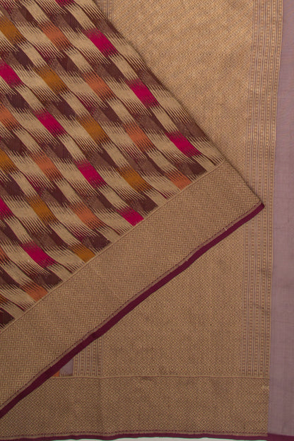 Banarasi Kora Organza Brocade Brown Saree