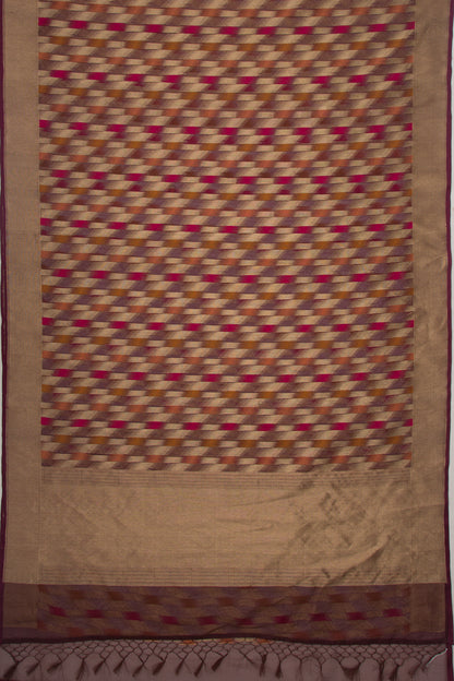 Banarasi Kora Organza Brocade Brown Saree