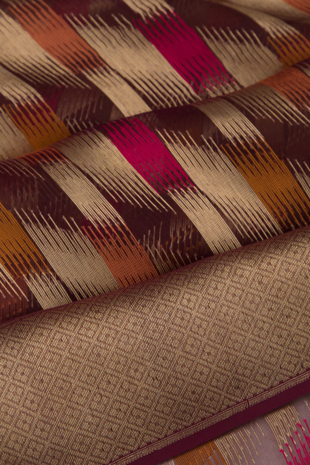 Banarasi Kora Organza Brocade Brown Saree