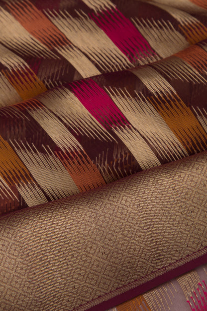 Banarasi Kora Organza Brocade Brown Saree