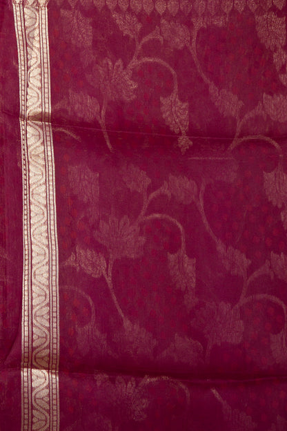 Banarasi Kora Organza Jaal Maroon Saree