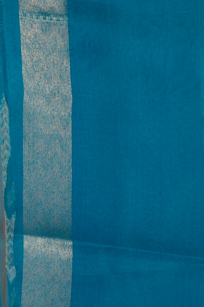 Banarasi Kora Organza Jaal Blue Saree