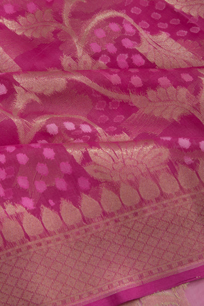 Organza Jaal Pink Saree