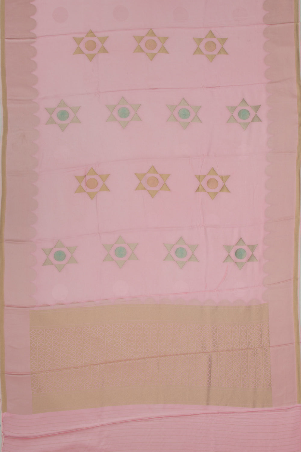 Satin Silk Butta Baby Pink Saree