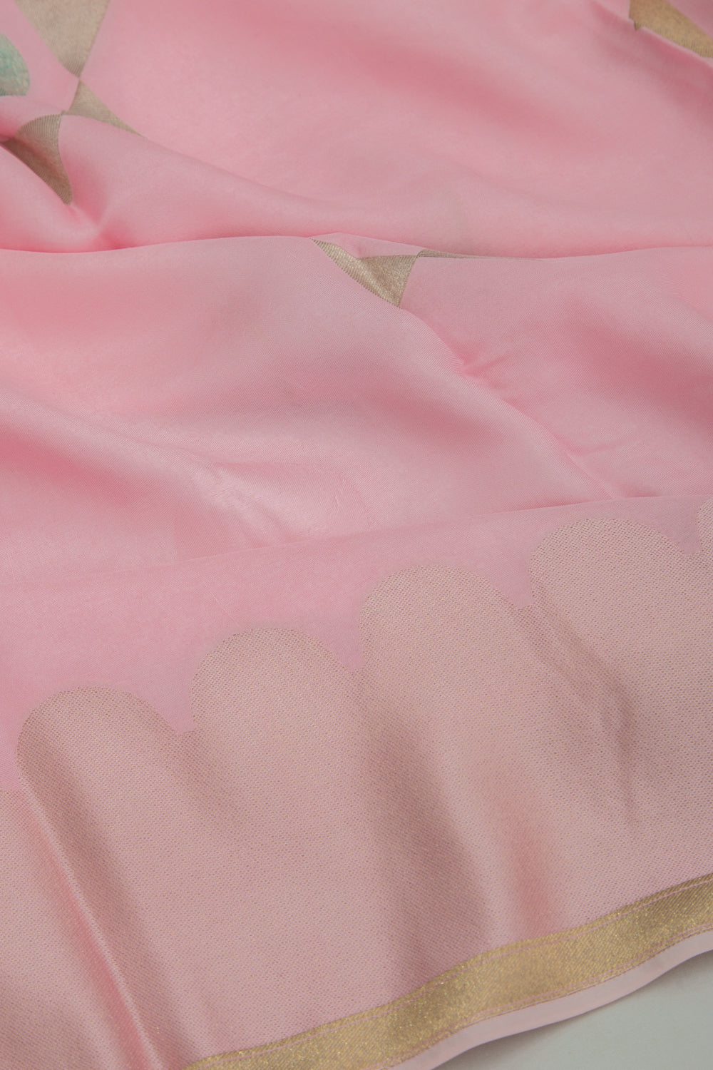 Satin Silk Butta Baby Pink Saree