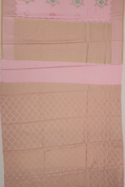 Satin Silk Butta Baby Pink Saree