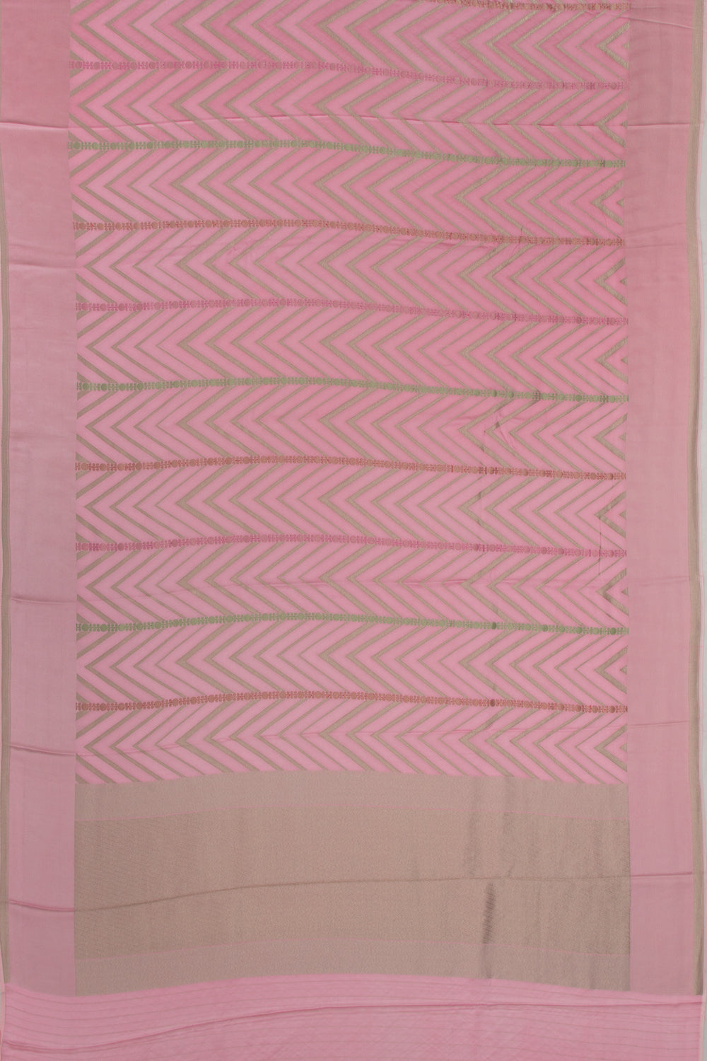 Satin Silk Zig Zag Lines Baby Pink Saree