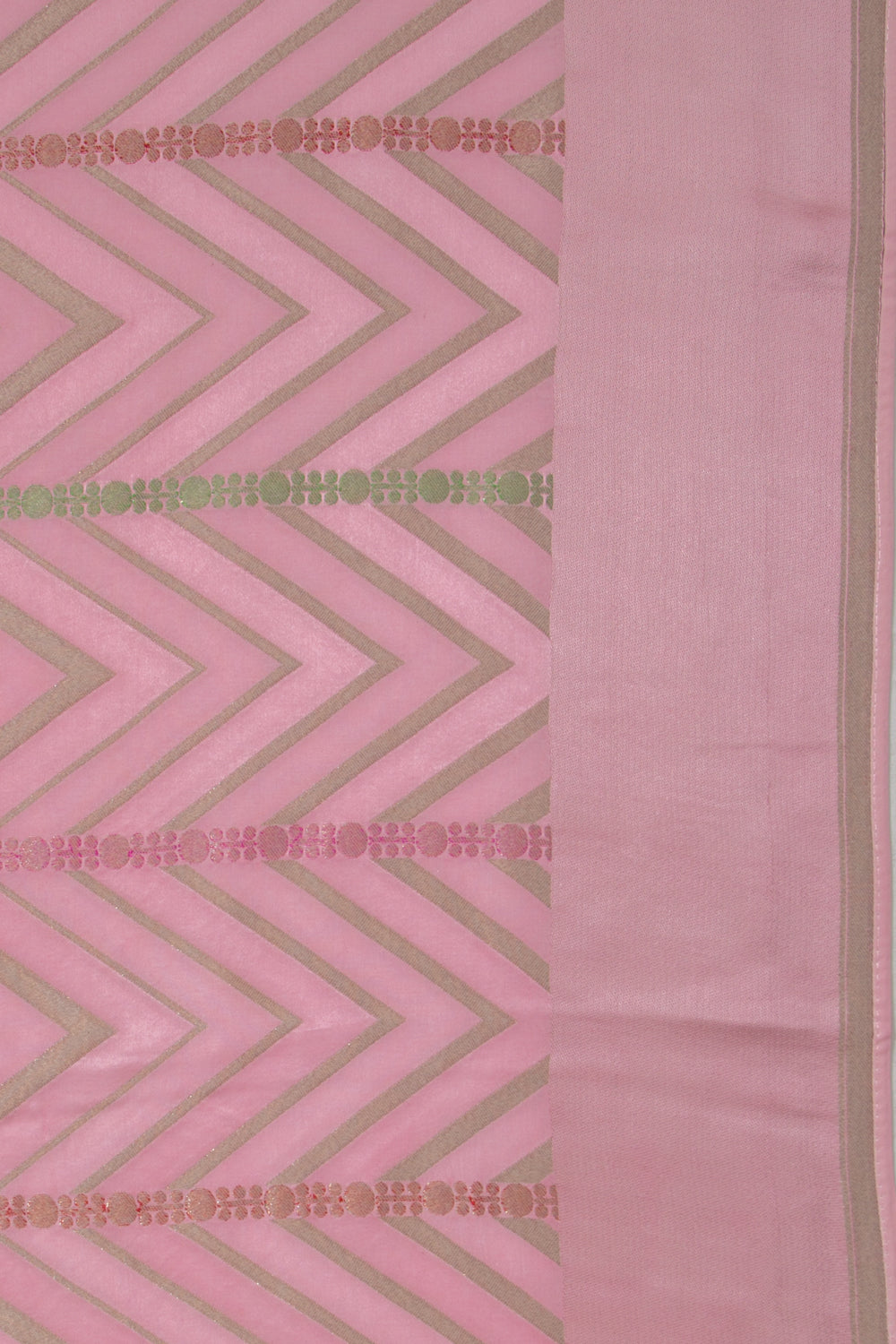 Satin Silk Zig Zag Lines Baby Pink Saree