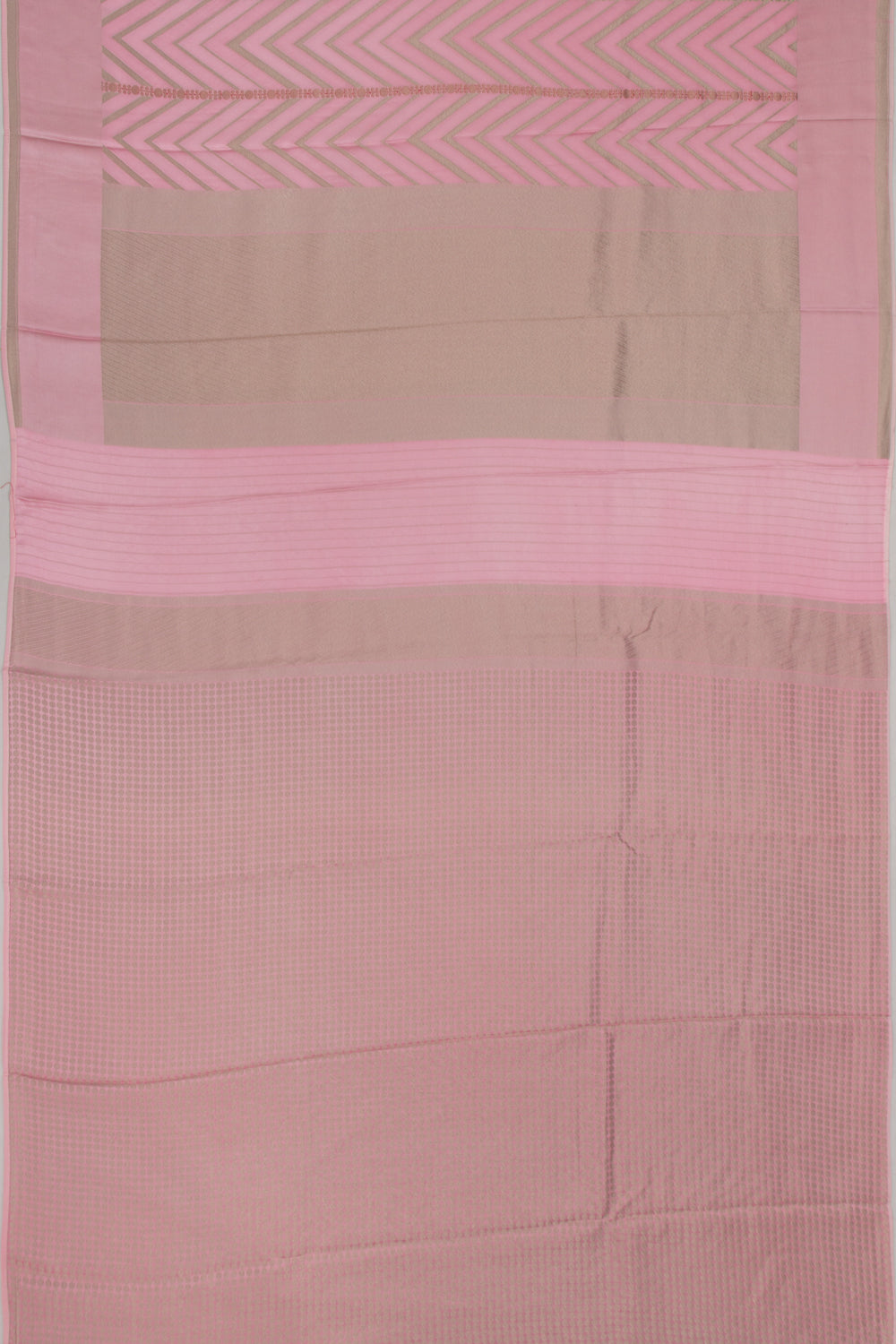 Satin Silk Zig Zag Lines Baby Pink Saree