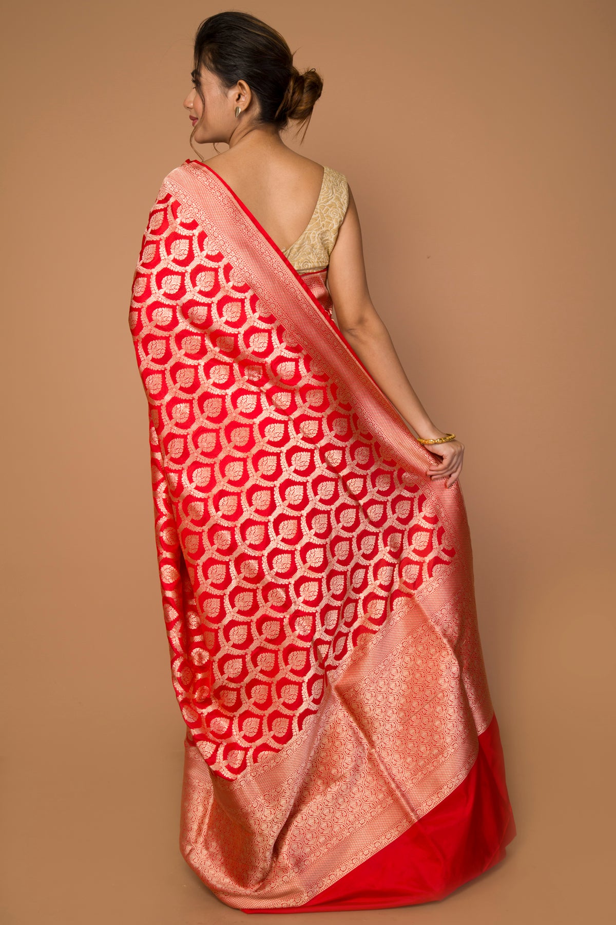Banarasi Silk Jaal Red Saree